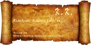 Kustos Kasszián névjegykártya